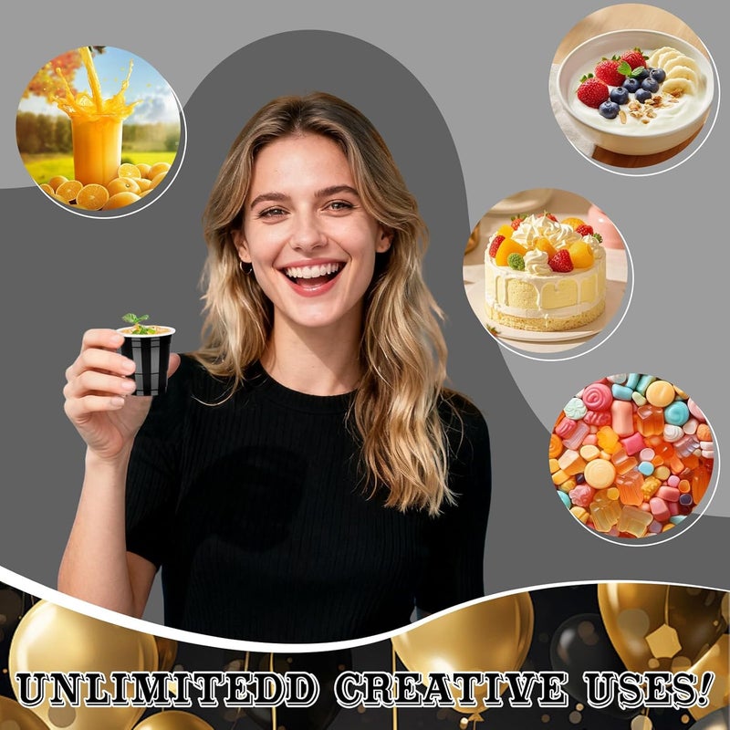 Pineburg 100Pack 2oz Disposable Shot Glasses, Black Plastic Shot Glasses, Mini Disposable Cups for Parties Valentine‘s day Carnival Weddings Graduation Party Games & Events Supplies(Black) - Image 4